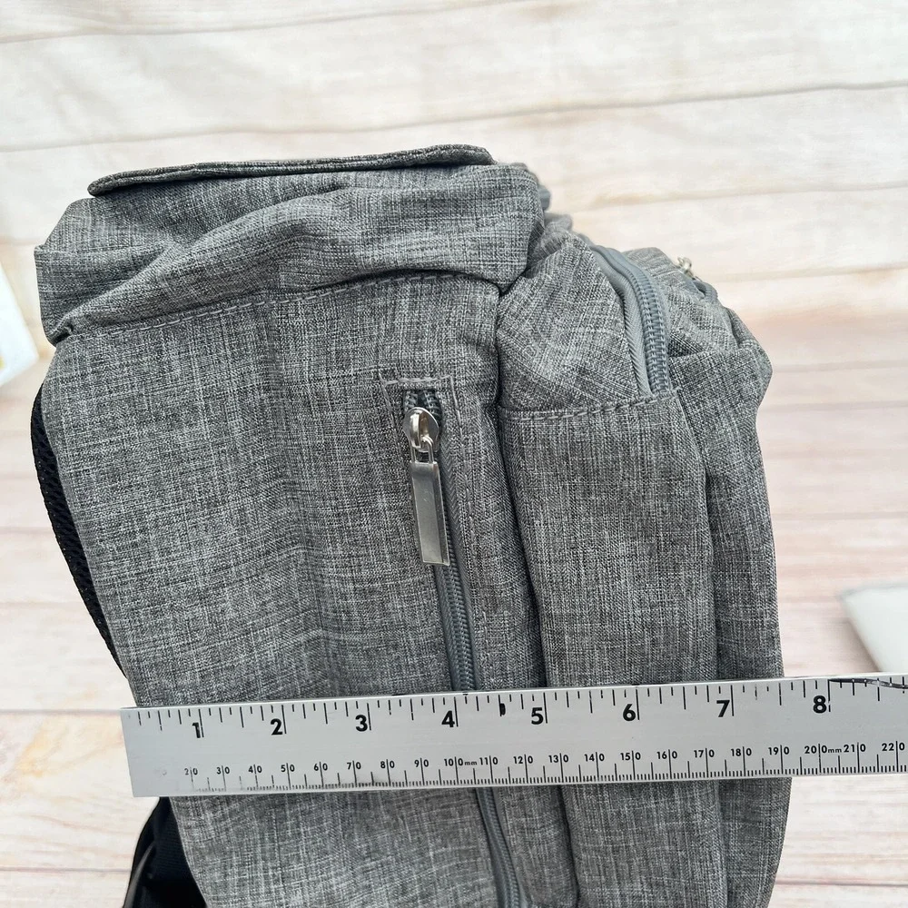 Large Diaper Bag Backpack 3 in 1 Expandable Baby Changing Station Travel Gray